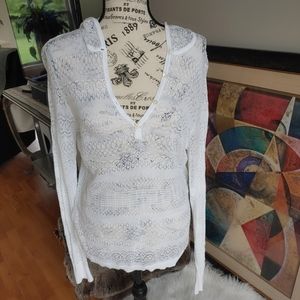 Eddie Bauer 100% Pima Cotton White Knitted Top.